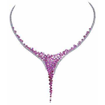 Mirabelle Pink Tourmaline and Ruby Necklace