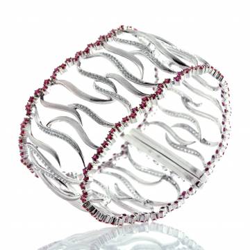 Ruby Curves White Gold and Diamond Bracelet