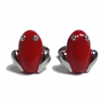 Qingwa Gold and Enamel Frog Cufflinks