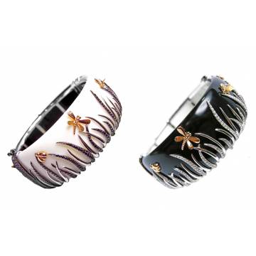 Tropical Garden Handcrafted Agate and Porcelain Bangles