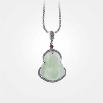 Laughing Buddha Jade Pendant