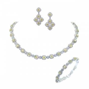 Endless Love Fancy Yellow Diamond Necklace, Earrings and Ring