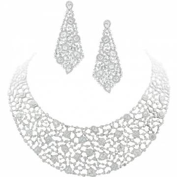 Luminex Diamond Collar Necklace and Drop Earrings