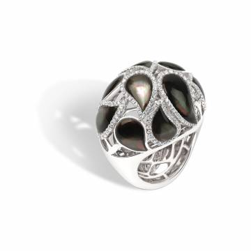 Argenti Black Mother-of-Pearl and Diamond Ring
