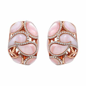 Arrosa Pink Mother-of-Pearl and Diamond Earrings