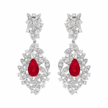Folia Diamond and Ruby Earrings