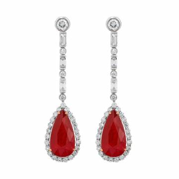 Kicho Ruby and Diamond Drop Earrings