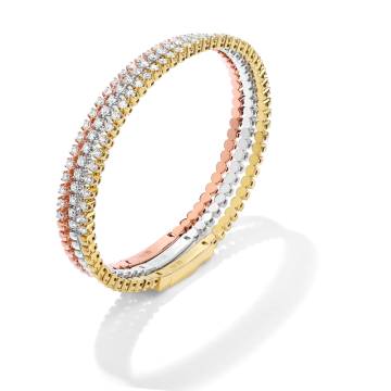 Saldo Diamond and White Gold, Yellow Gold and Rose Gold Bangle Set