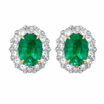 Viridis Emerald and Diamond Earrings